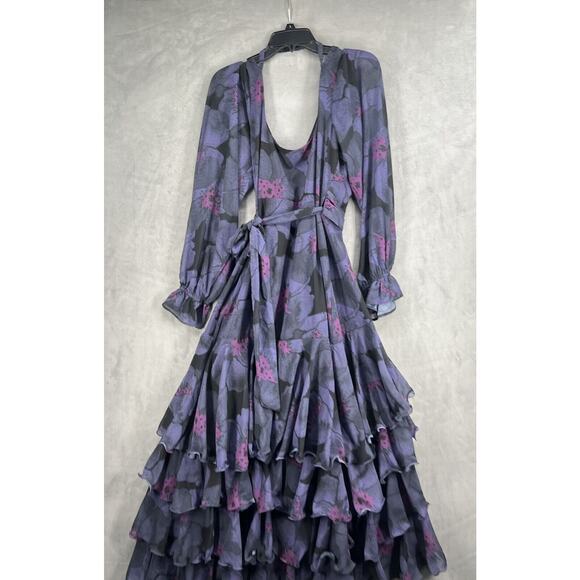 Anthropologie Navy and Purple Floral Maxi Dress - Picture 6 of 9